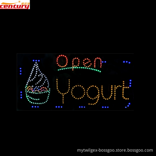 wholesale china factory price OPEN YOGURT animated led sign